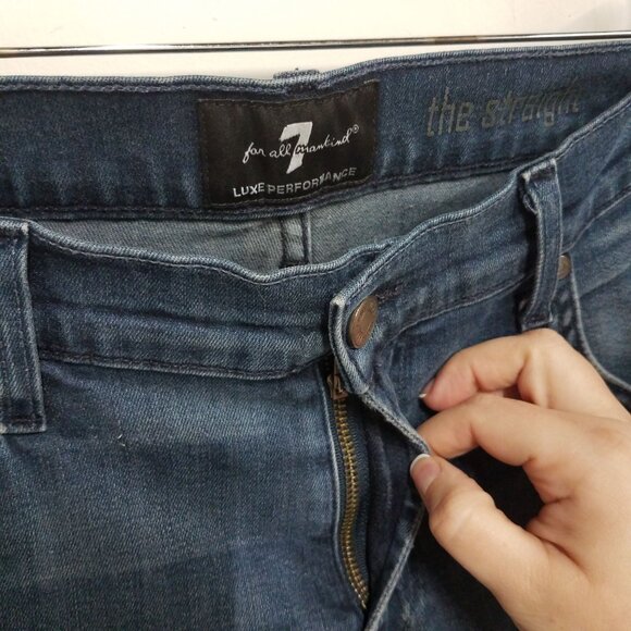 7 For All Mankind Jeans Mens 34 Luxe Performance Straight Leg Stretch Made USA - Picture 2 of 8